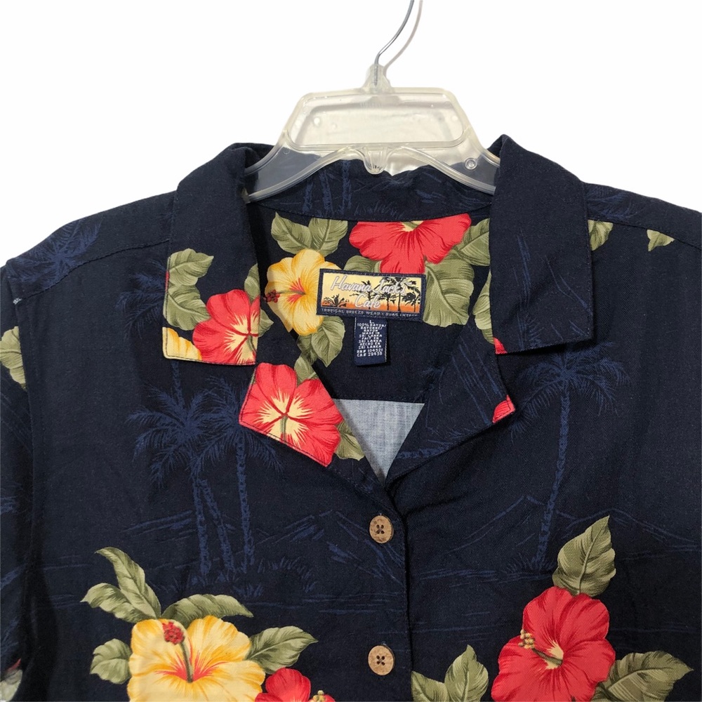 Havana Jack's Cafe Cropped Hawaiian Shirt, Sz L - Picture 2 of 5
